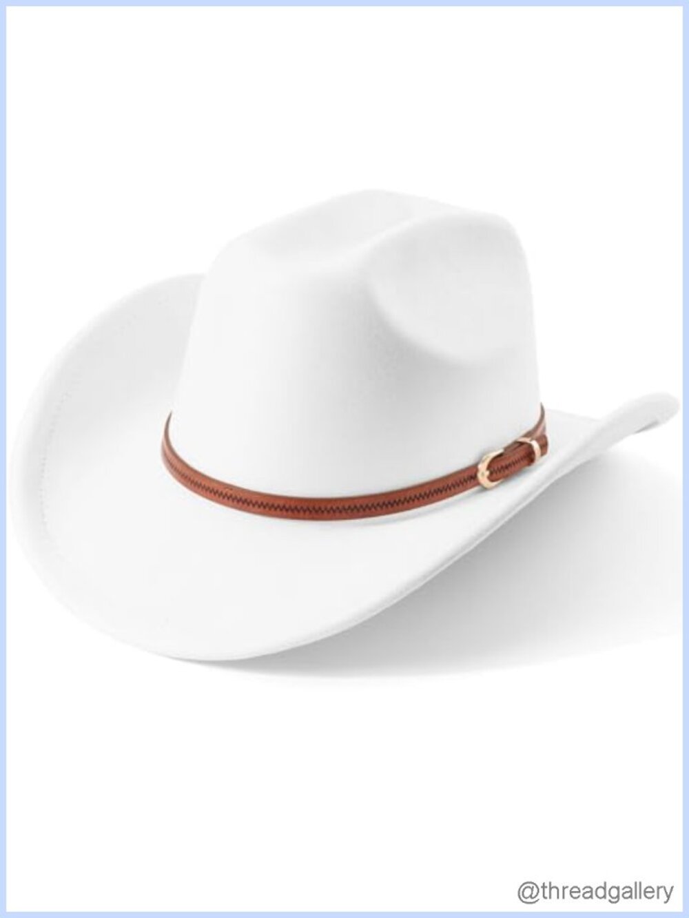 Felt Wide Brim Cowboy Hat Fedora with Belt Buckle